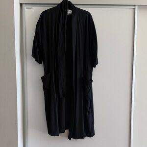 Frank and Oak Black Open Front 100% Tencel Robe